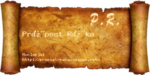 Prépost Réka névjegykártya